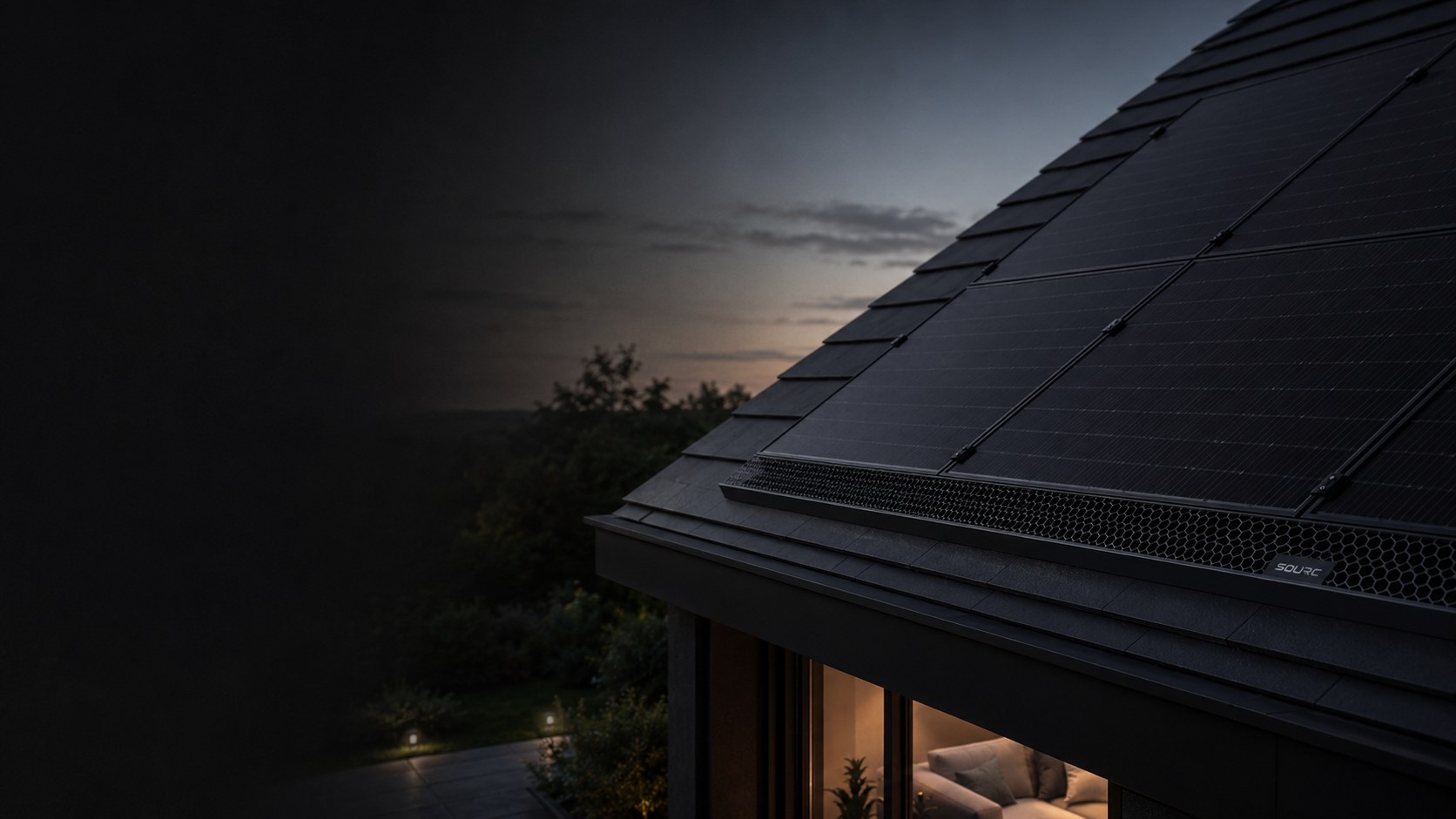 Bird deterrent mesh fitted along a roofline beside a solar array